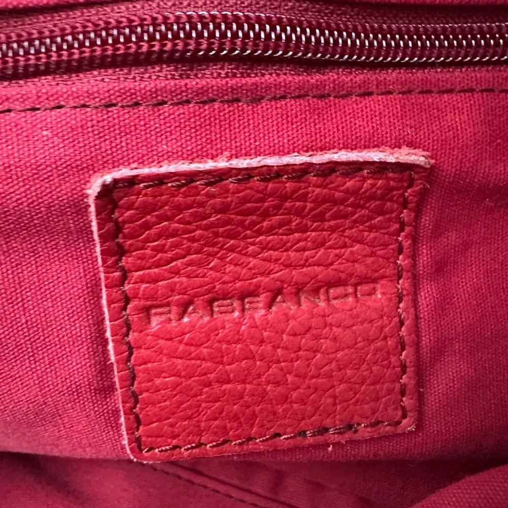 Rabeanco‎ Red Pebbled Leather Flap Zip Crossbody Clutch Bag Convertible